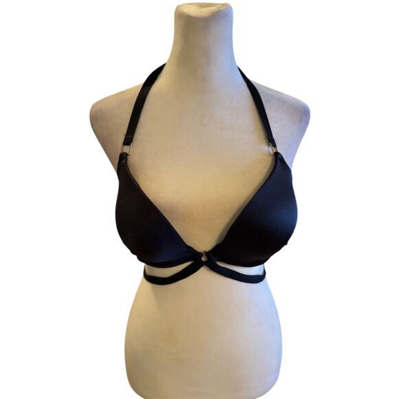 Victoria's Secret Women's The Hottie Halter Bikini Top 34C Black Underwire - Picture 1 of 6